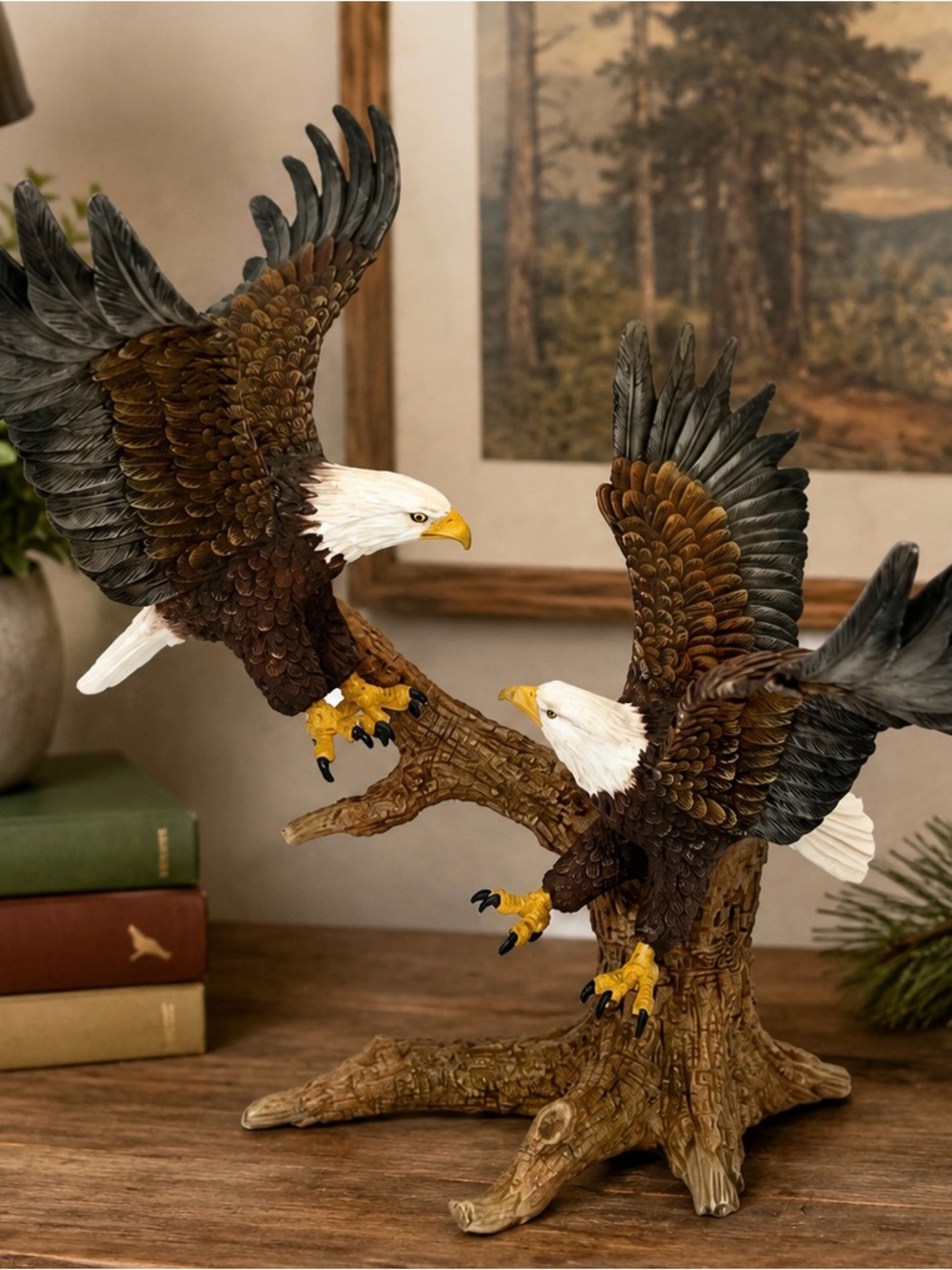 Patriotic Bald Eagle Table Sculpture - Brown & White Home Accent